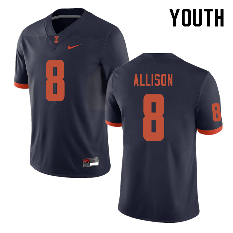 Youth #8 Geronimo Allison Illinois Fighting Illini College Football Jerseys Sale-Navy